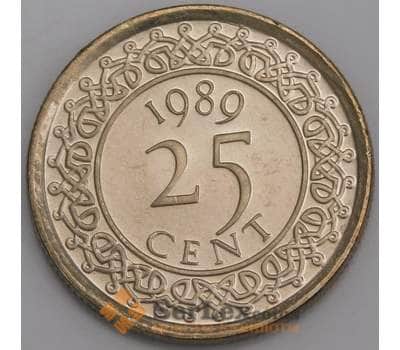 Суринам монета 25 центов 1989 КМ14а BU арт. 46208