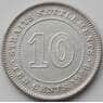 Стрейтс Сеттлментс 10 центов 1926 КМ29b XF арт. 11987