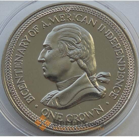 Мэн остров 1 крона 1976 КМ37 UNC 200 лет Независимости Америки арт. 13635