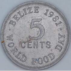 Белиз 5 центов 1981 КМ64 aUNC ФАО арт. 57191