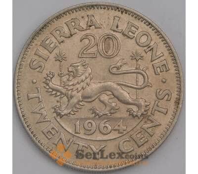 Монета Сьерра-Леоне 20 центов 1964 КМ20 AU арт. 38833