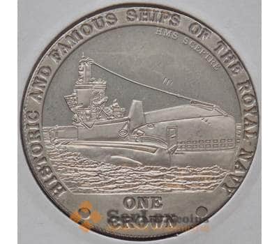 Монета Тристан-да-Кунья 1 крона 2008 KM37 BU Корабль Скептр Sceptre арт. 13310