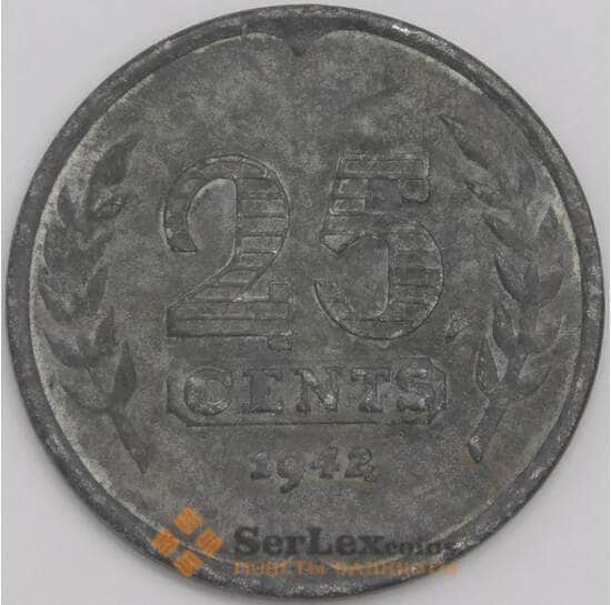 Нидерланды монета 25 центов 1942 КМ174 XF арт. 42923