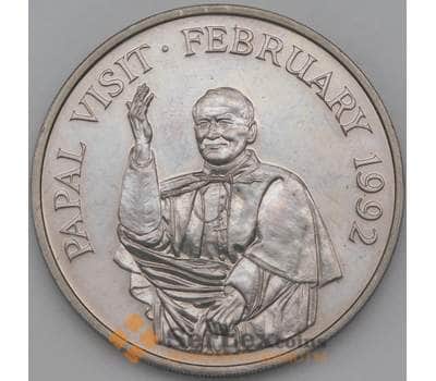 Монета Гамбия 10 даласи 1992 КМ30 Визит Папы Римского арт. 26310