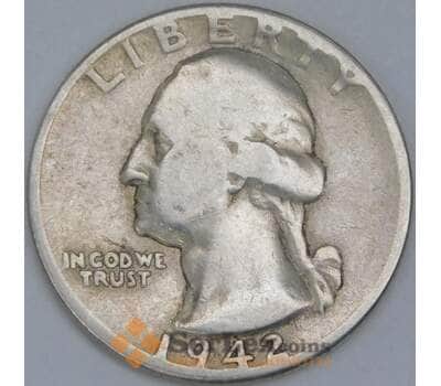 США монета 1/4 доллара 1942 КМ164 F арт. 43144