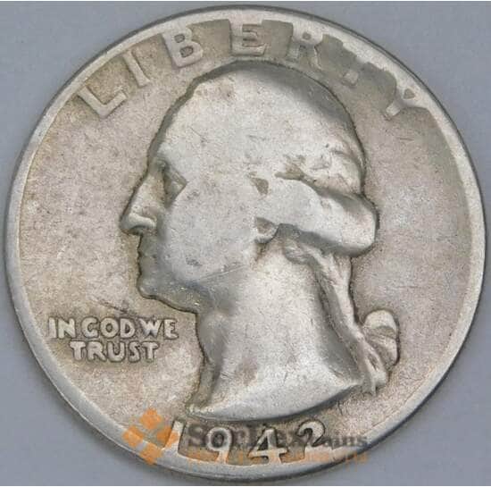 США 1/4 доллара 1942 КМ164 F арт. 43144