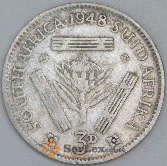 Южная Африка ЮАР 3 пенса 1948 КМ35.1 F арт. 57091 Южная Африка ЮАР 3 пенса 1948 КМ35.1 F арт. 57091