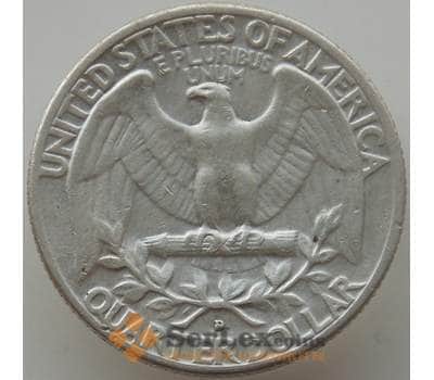 Монета США 25 центов квотер 1961 D KM164 VF арт. 12501