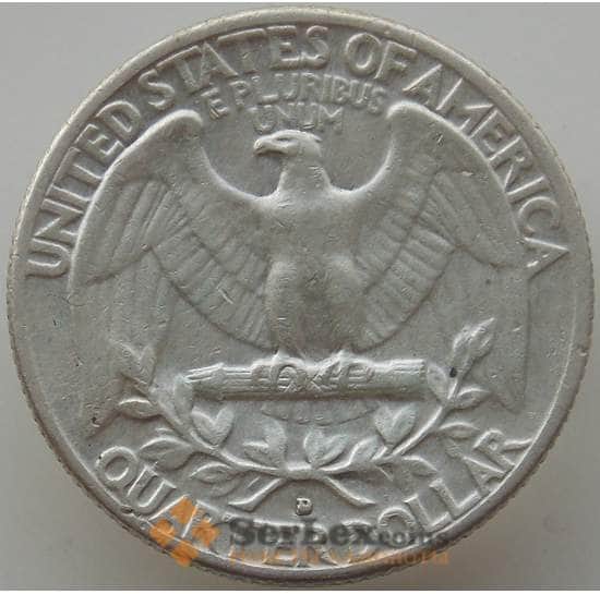США 25 центов квотер 1961 D KM164 VF арт. 12501