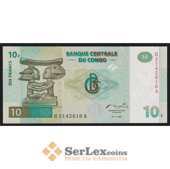 Конго 10 франков 1997 Р87 UNC печать NBBPW арт. 52812