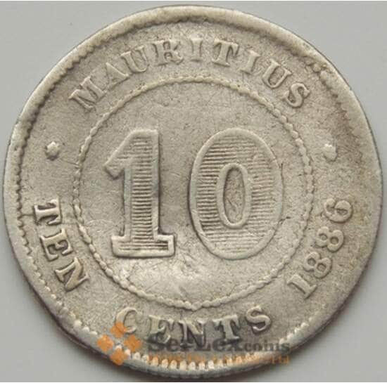Маврикий 10 центов 1886 КМ10 F арт. 7920