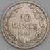 Либерия монета 10 центов 1961 КМ15 VF- арт. 45894
