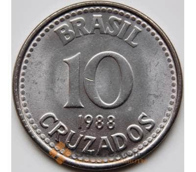 Бразилия 10 крузейро 1988 КМ 607 UNC арт. С00147
