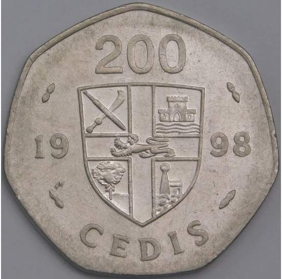Гана монета 200 седе 1998 КМ35 VF-XF арт. 43474