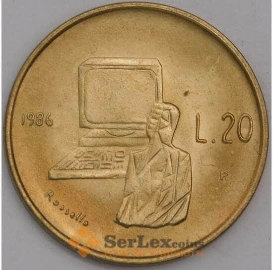 Сан-Марино монета 20 лир 1986 КМ191 UNC Эволюция технологий арт. 41534