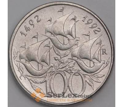 Сан-Марино монета 100 лир 1992 КМ284 UNC Открытие Америки арт. 42887