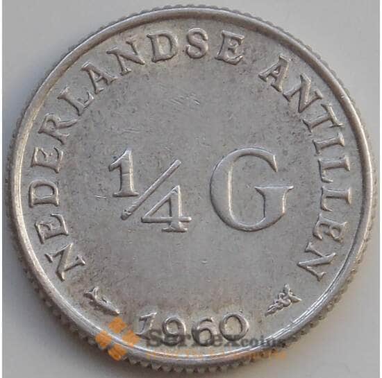 Нидерландские Антиллы 1/4 гульдена 1960 КМ4 AU арт. 14300