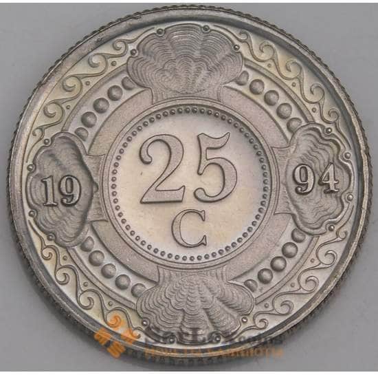 Нидерландские Антиллы монета 25 центов 1994 КМ35 BU арт. 46195