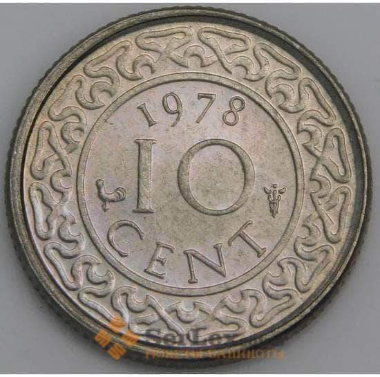 Суринам монета 10 центов 1978 КМ13 UNC арт. 44503