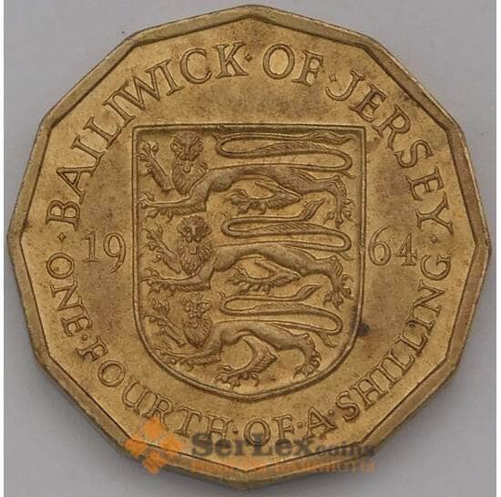 Джерси 1/4 шиллинга 1964 КМ25 AU арт. 38337