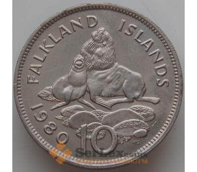 Монета Фолклендские острова 10 пенсов 1980 КМ5.1 AU Морской лев арт. 13147