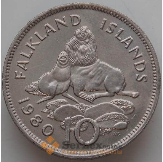 Фолклендские острова 10 пенсов 1980 КМ5.1 AU Морской лев арт. 13147