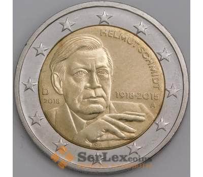 Монета Германия 2 евро 2018 A 100 лет Гельмут Шмидт UNC (НВВ) арт. 13365