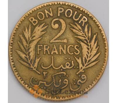 Монета Тунис 2 франка 1921 КМ248 VF арт. 6454