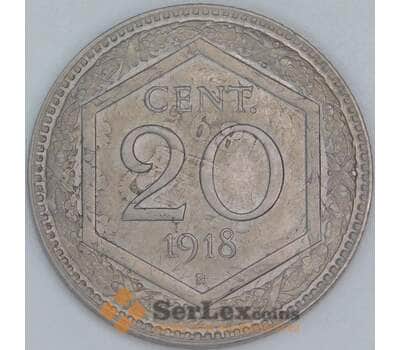 Италия 20 чентезимо 1918 КМ58 XF перечикан арт. 56609
