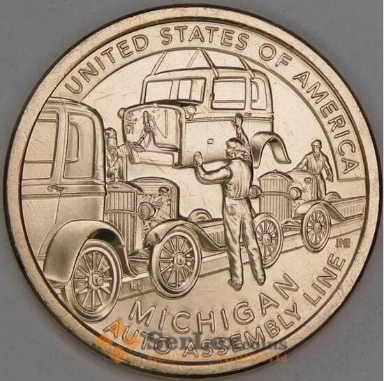 США 1 доллар 2025 UNC P Мичиган - Автомобильная Ассамблея арт. 52670