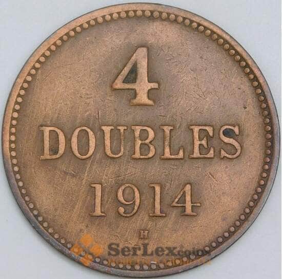 Гернси 4 дубля 1914 КМ13 VF+ арт. 56686 Гернси 4 дубля 1914 КМ13 VF+ арт. 56686