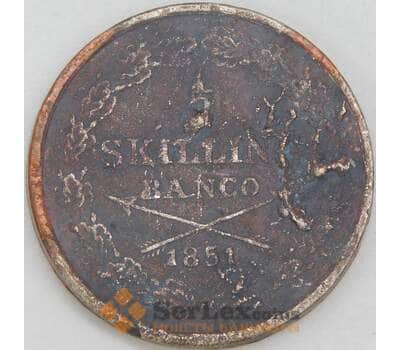 Швеция 1/3 скиллинга 1851 КМ657 G арт. 56767