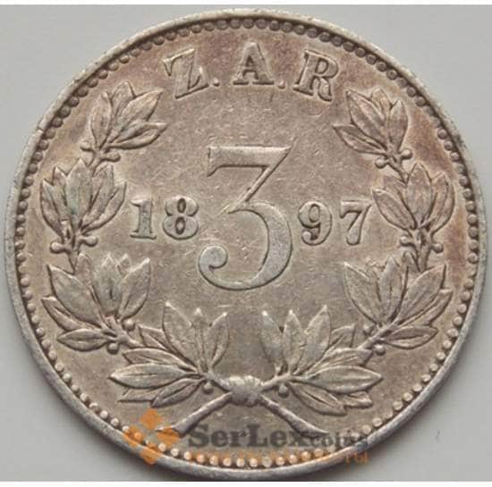 Южная Африка ЮАР 3 пенса 1897 КМ3 XF арт. 7914