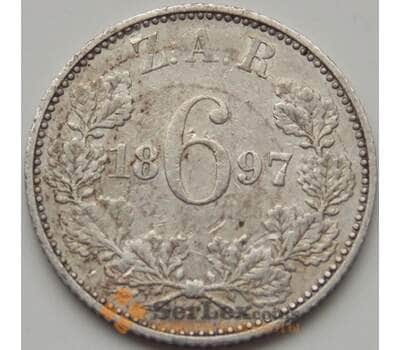 Монета Южная Африка ЮАР 6 пенсов 1897 КМ4 VF арт. 7915