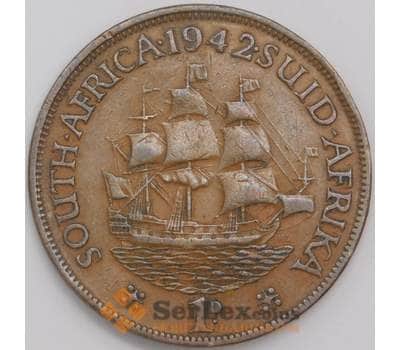 Монета Южная Африка ЮАР 1 пенни 1942 КМ25 XF  арт. 40729