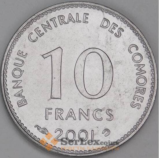 Коморские острова 10 франков 2001 КМ19 UNC арт. 54074