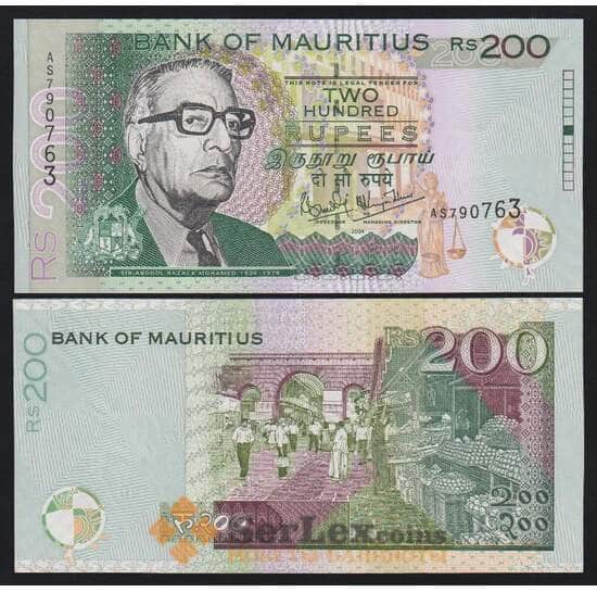 Маврикий 200 рупий 2004 Р57а UNC арт. 53206