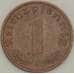 Монета Германия 1 пфенниг (рейхспфенниг) 1938 А КМ89 XF  арт. 18882