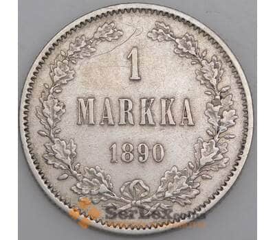 Русская Финляндия монета 1 марка 1890 КМ3.2 XF арт. 46031