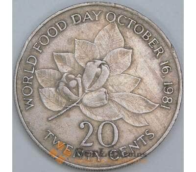 Ямайка 20 центов 1986 КМ120 VF ФАО арт. 57446