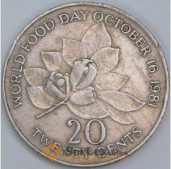 Ямайка 20 центов 1986 КМ120 VF ФАО арт. 57446