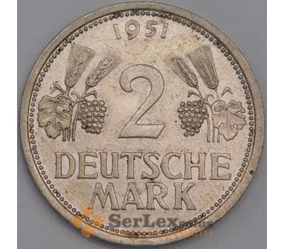 Германия 2 марки 1951 J КМ111 XF арт. 41589