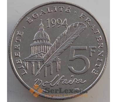 Монета Франция 5 франков 1994 КМ1063 XF Вольтер арт. 13990