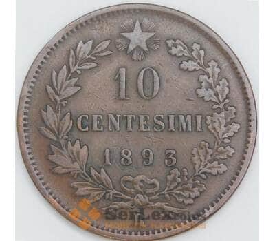 Италия 10 чентезимо 1893 R КМ27 VF арт. 56470