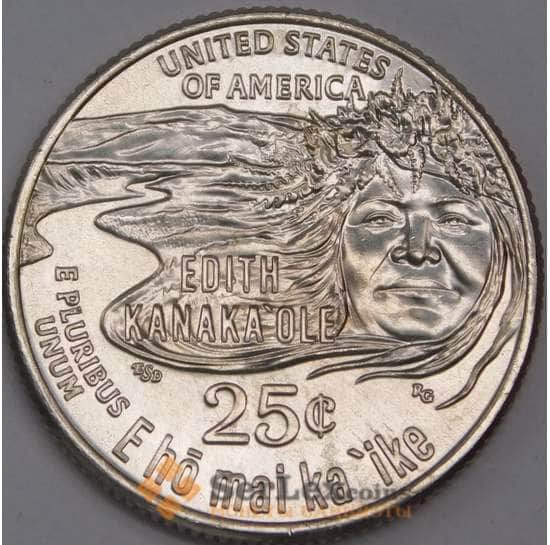 США монета 25 центов 2023 P №7 Женщины Эдит Канакаоле арт. 40818