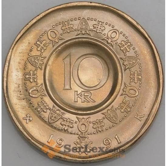 Норвегия монета 10 крон 1991 КМ427 UNC арт. 47151