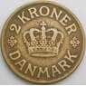 Дания монета 2 кроны 1924 КМ825 F арт. 49521
