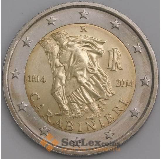 Италия монета 2 евро 2014 КМ367 Карабинеры UNC арт. С00511