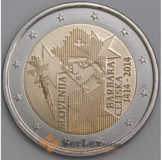 Словения монета 2 евро 2014 КМ117 Барбара Цилли арт. С00520