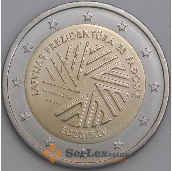 Латвия монета 2 евро 2015 КМ173 UNC Председательство в ЕС арт. С00529